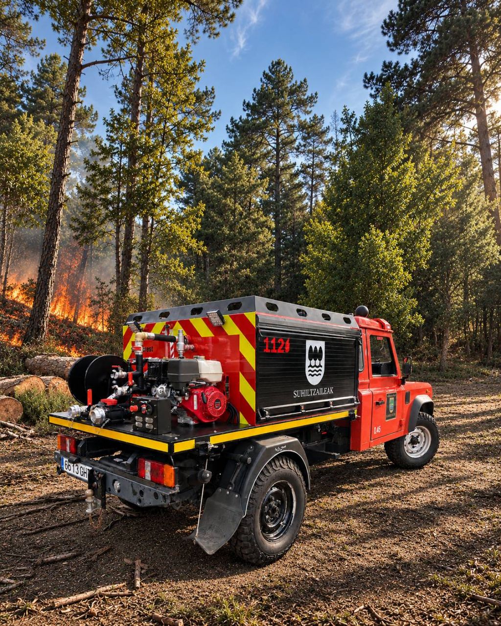 Land Rover Defender classique 4x4 en milieu forestier