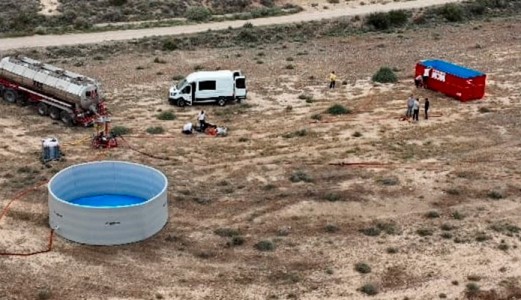 Vallfirest colabora con su nuevo depósito neumático en el servicio móvil para la carga de retardante de largo plazo y agua desde helicópteros en grandes incendios forestales