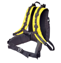 Ergonomic harness for rigid backpacks